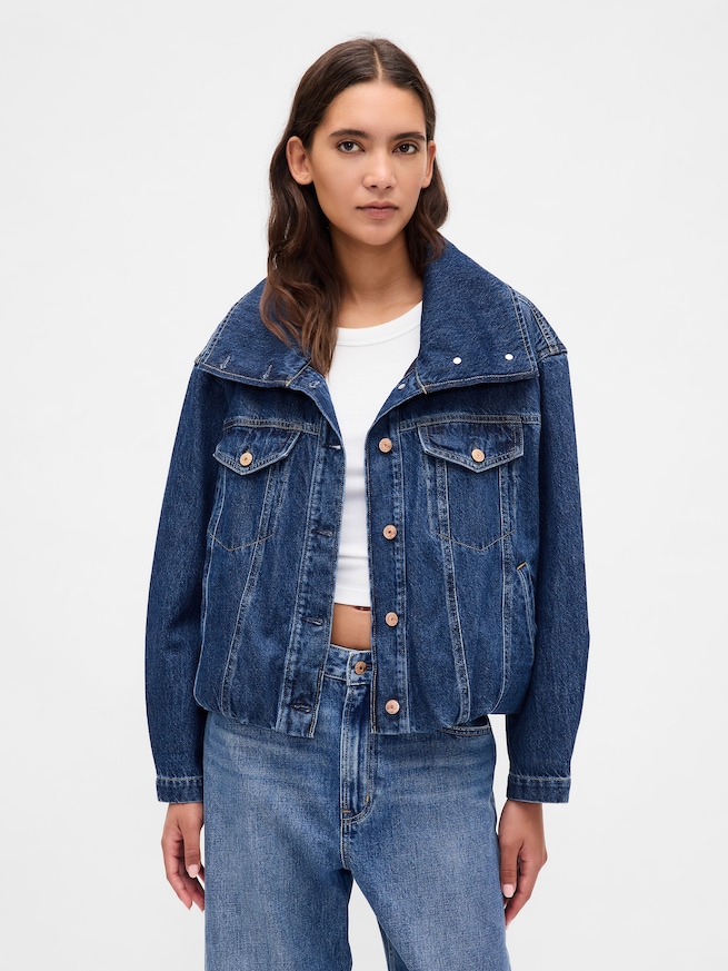 デニム オーバーサイズ コクーンジャケット-0