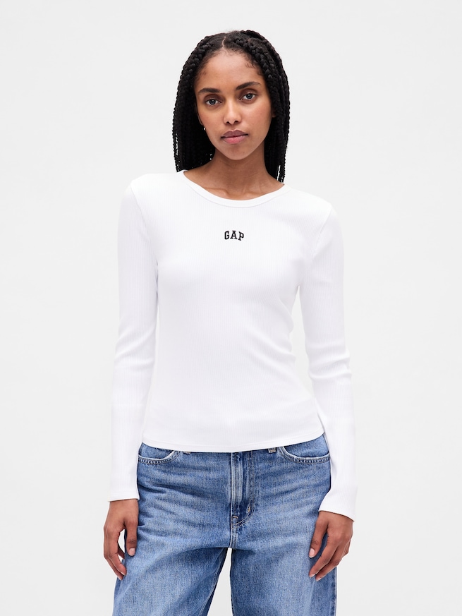 モダンリブ GAPロゴ クロップドTシャツ-0