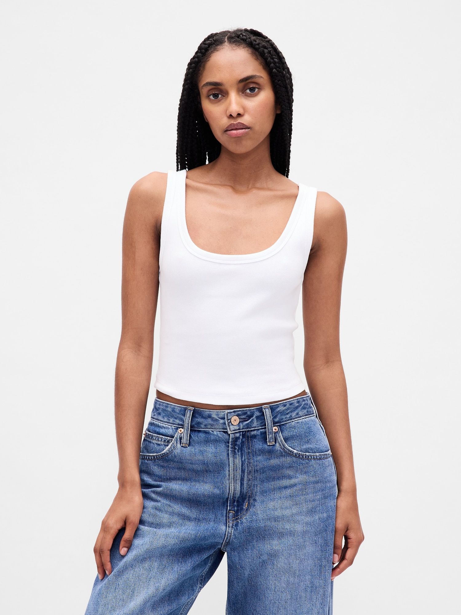 Gap ウォッシュド リブ クロップド タンクトップ Gap ウォッシュド リブ クロップド タンクトップ