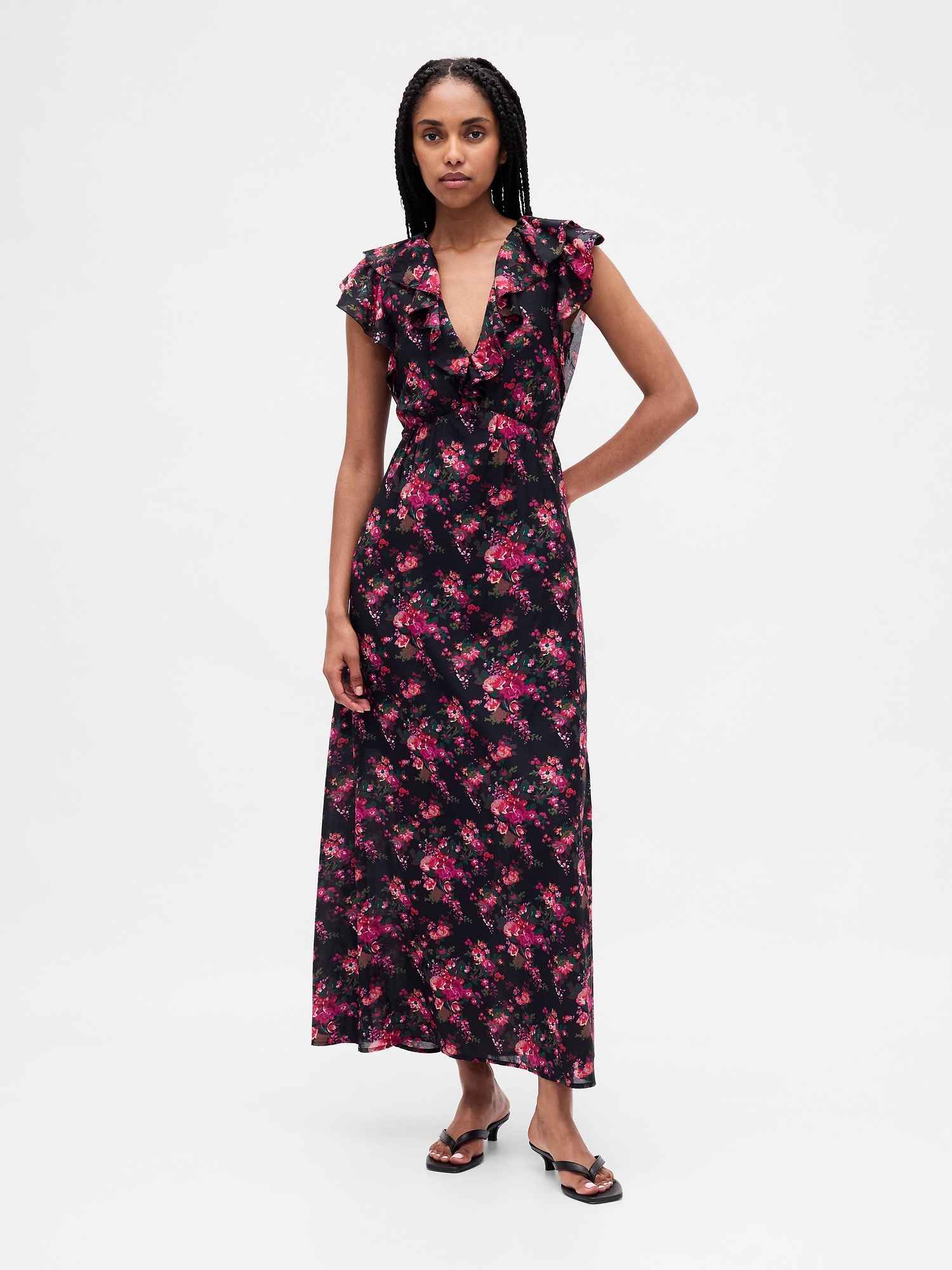 Ruffle V-Neck Maxi Dress