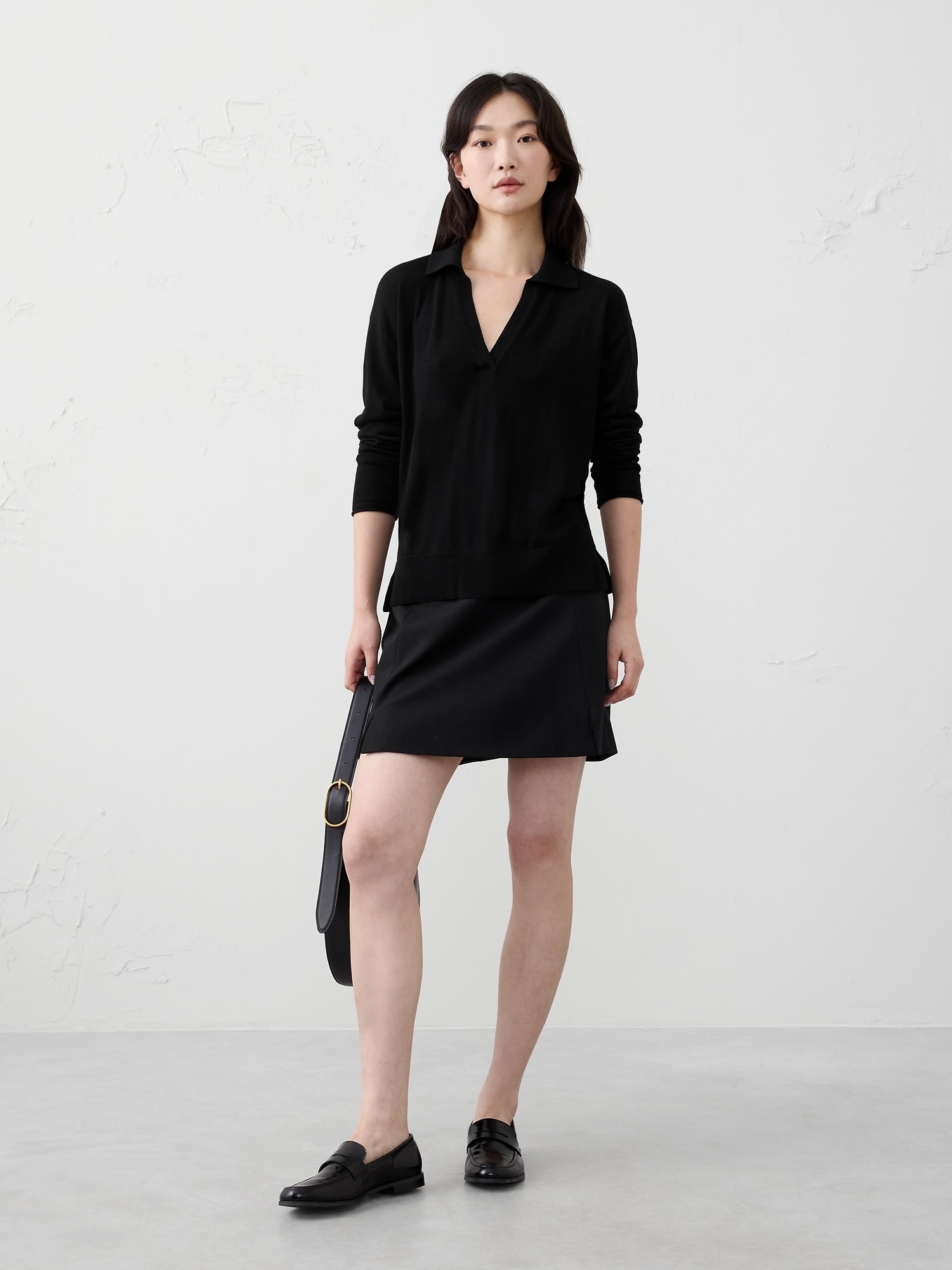 Merino Wool Johnny-Collar Sweater