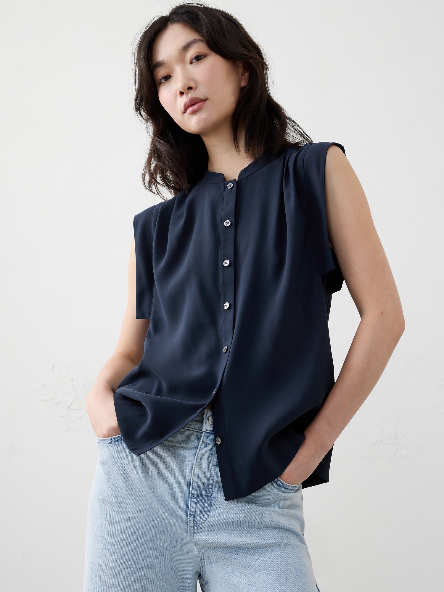 Twill Button Top