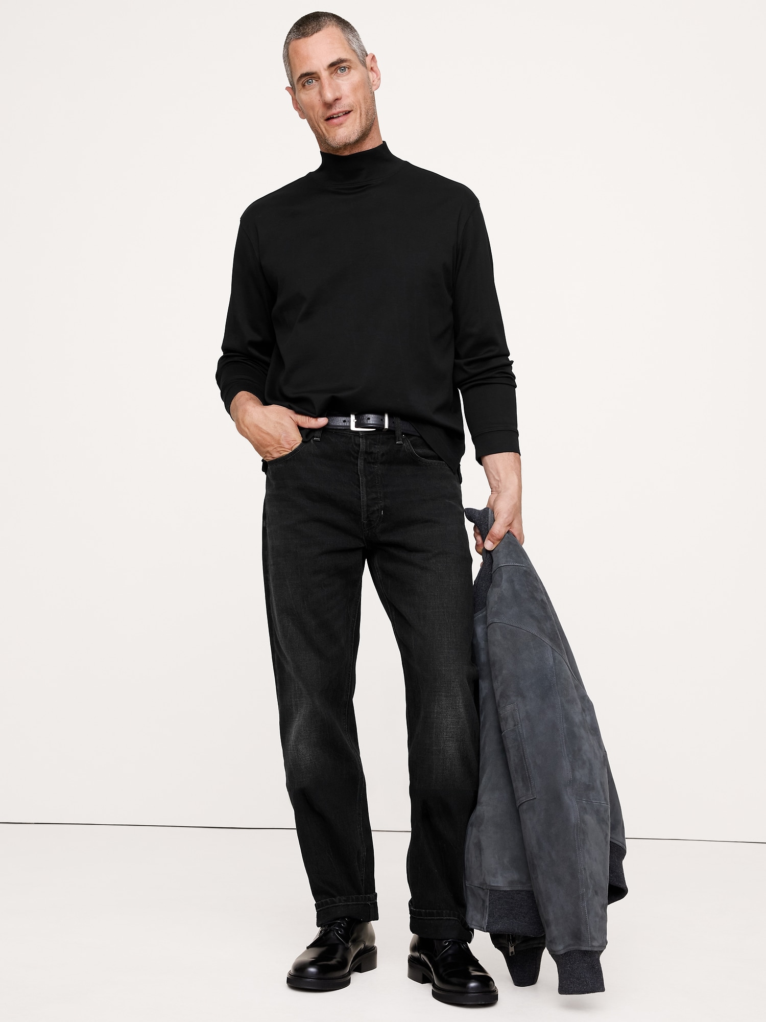 Silky-Cotton Turtleneck T-Shirt