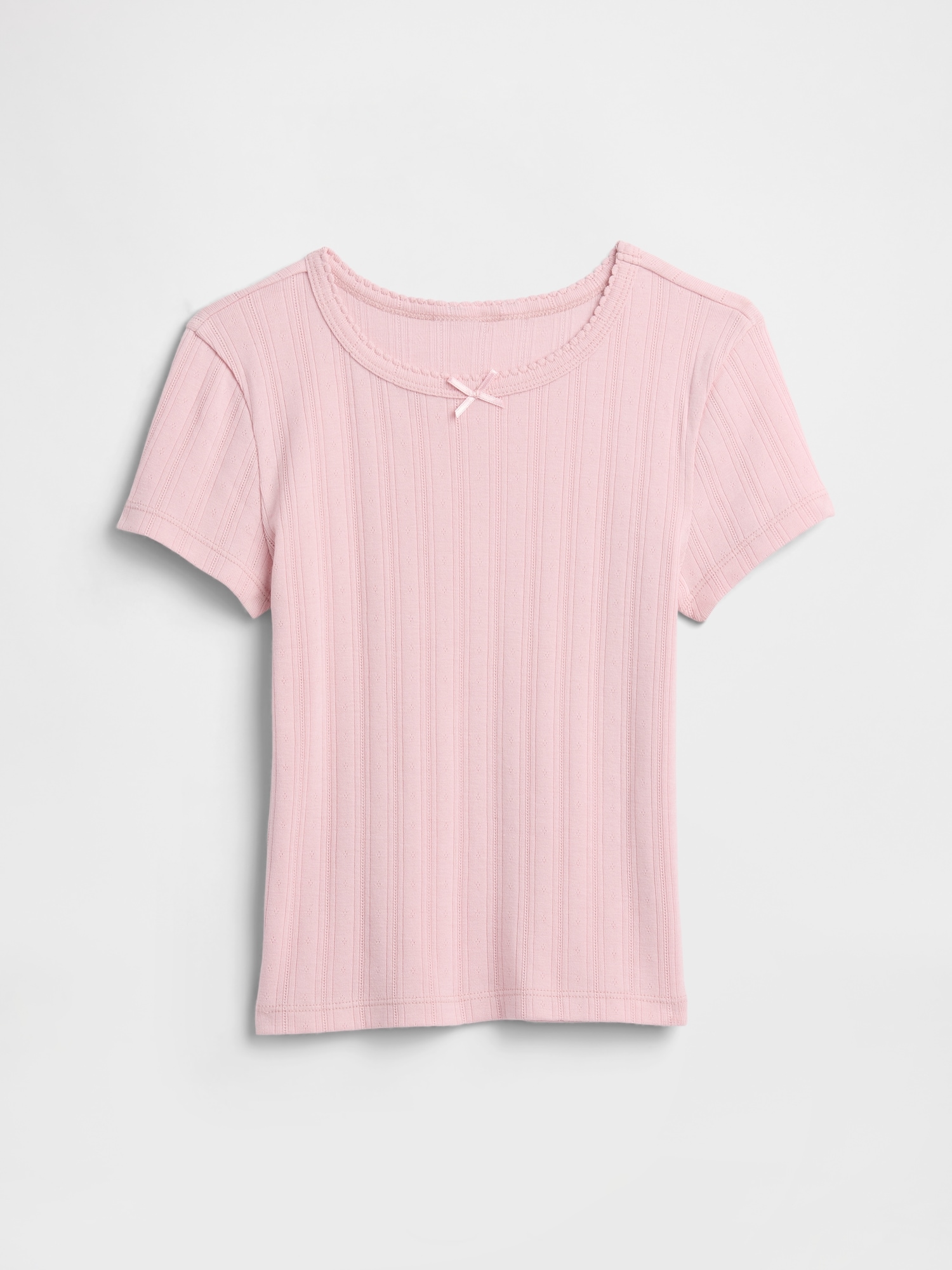 Kids Ribbed Pointelle Crewneck T-Shirt