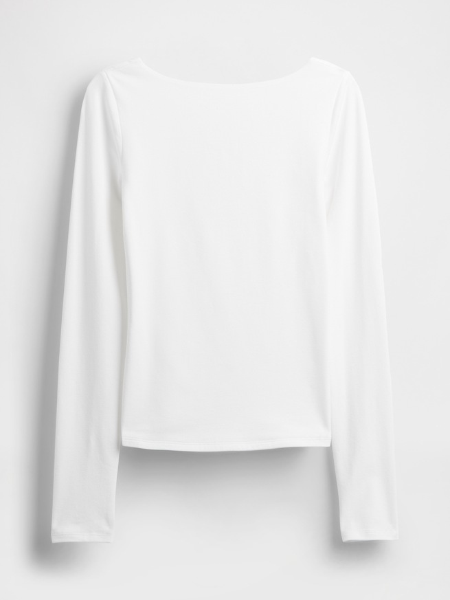 クローズニット ジャージー ボートネック バックオープンTシャツ-4