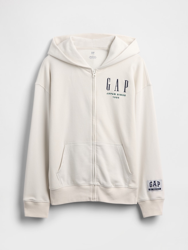 30th アニバーサリー ヴィンテージソフト GAPロゴ ジップアップパーカー (キッズ)-1