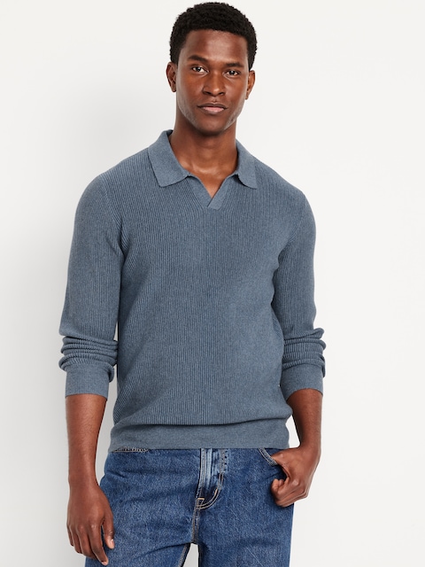 Long-Sleeve Sweater-Knit Polo