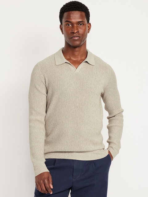 Long-Sleeve Sweater-Knit Polo