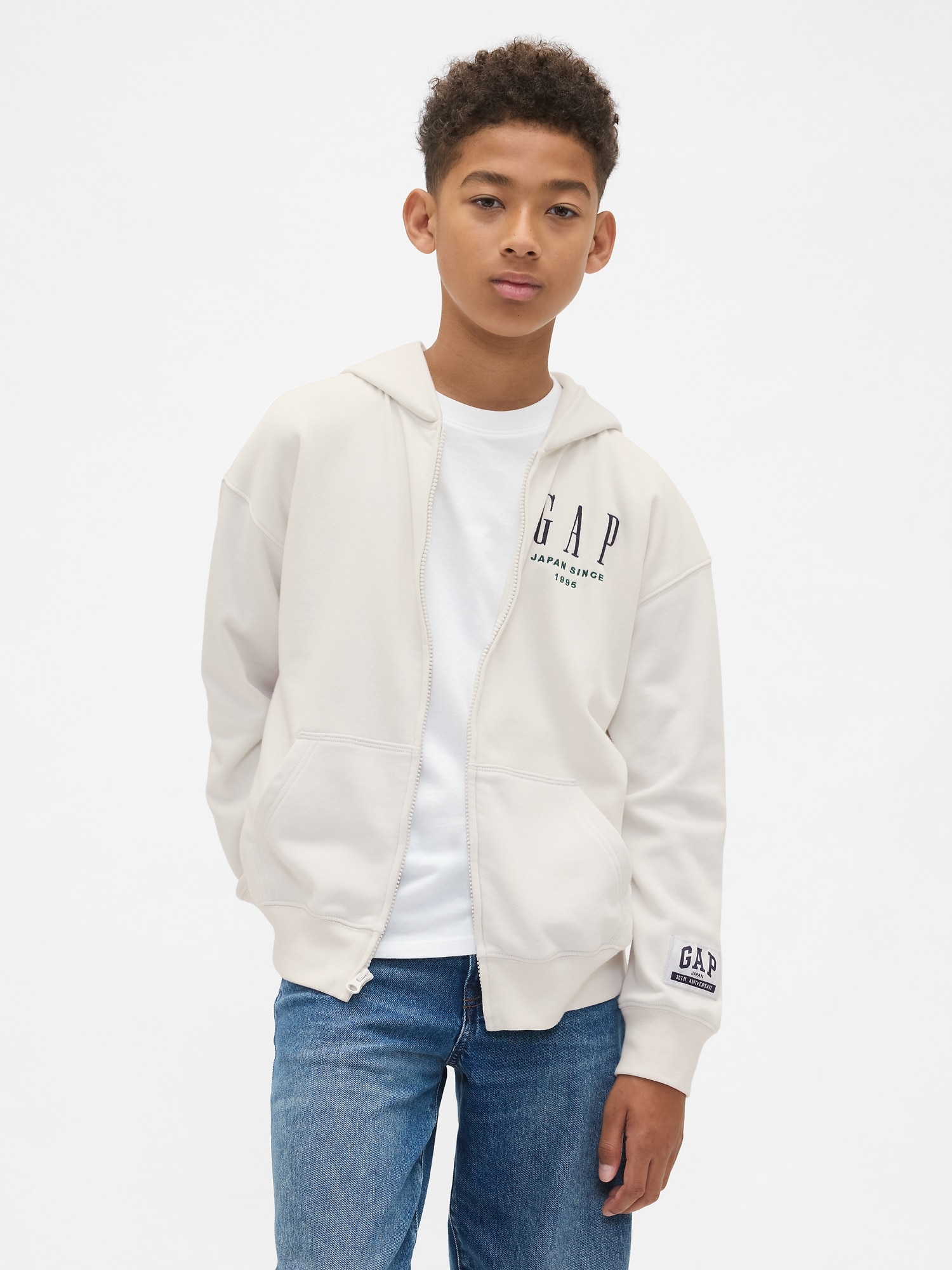 Gap 30th アニバーサリー ヴィンテージソフト GAPロゴ ジップアップパーカー (キッズ) Gap 30th アニバーサリー ヴィンテージソフト GAPロゴ ジップアップパーカー (キッズ)