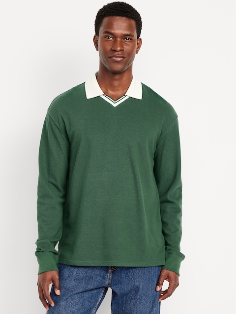 Long-Sleeve V-Neck Polo