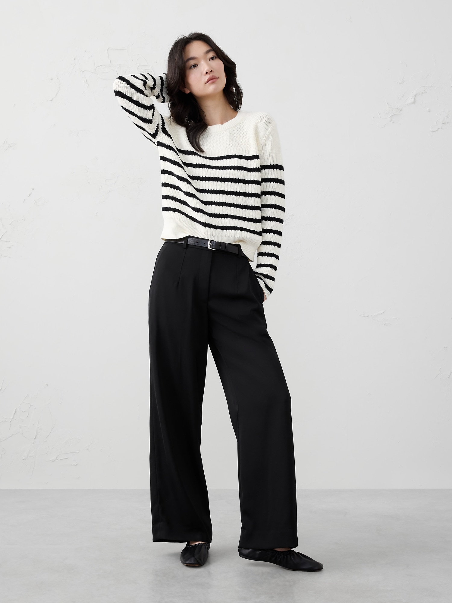 Wide-Leg High-Rise Sheen Trouser