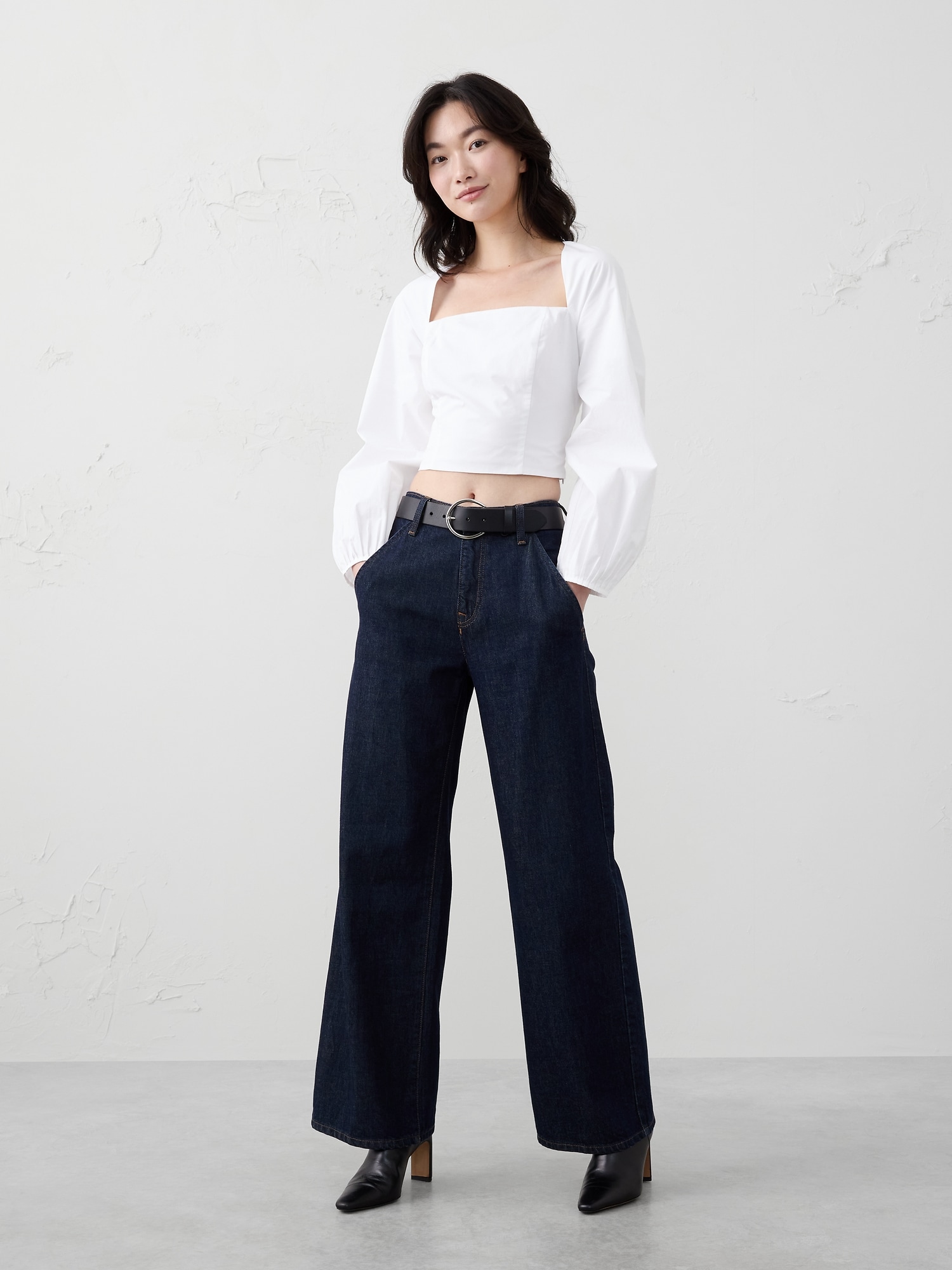 Poplin Square-Neck Top