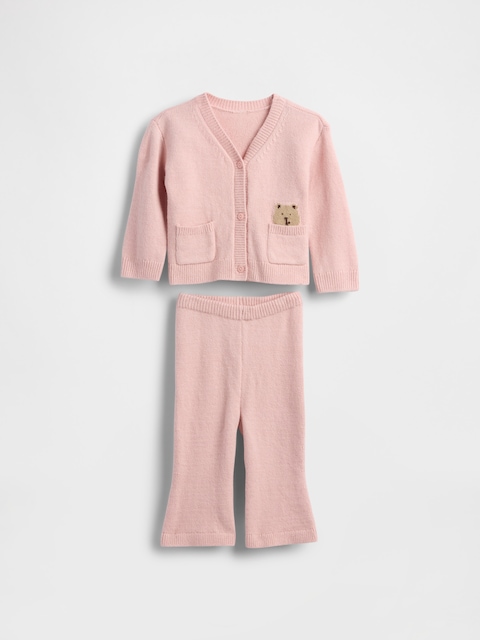 Baby CashSoft Bear Pocket Cardigan Sweater Set