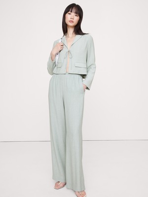 プルオン ワイドレッグ クリンクルパンツ