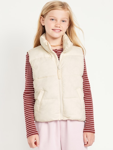 Water-Resistant Quilted Puffer Vest for Girls