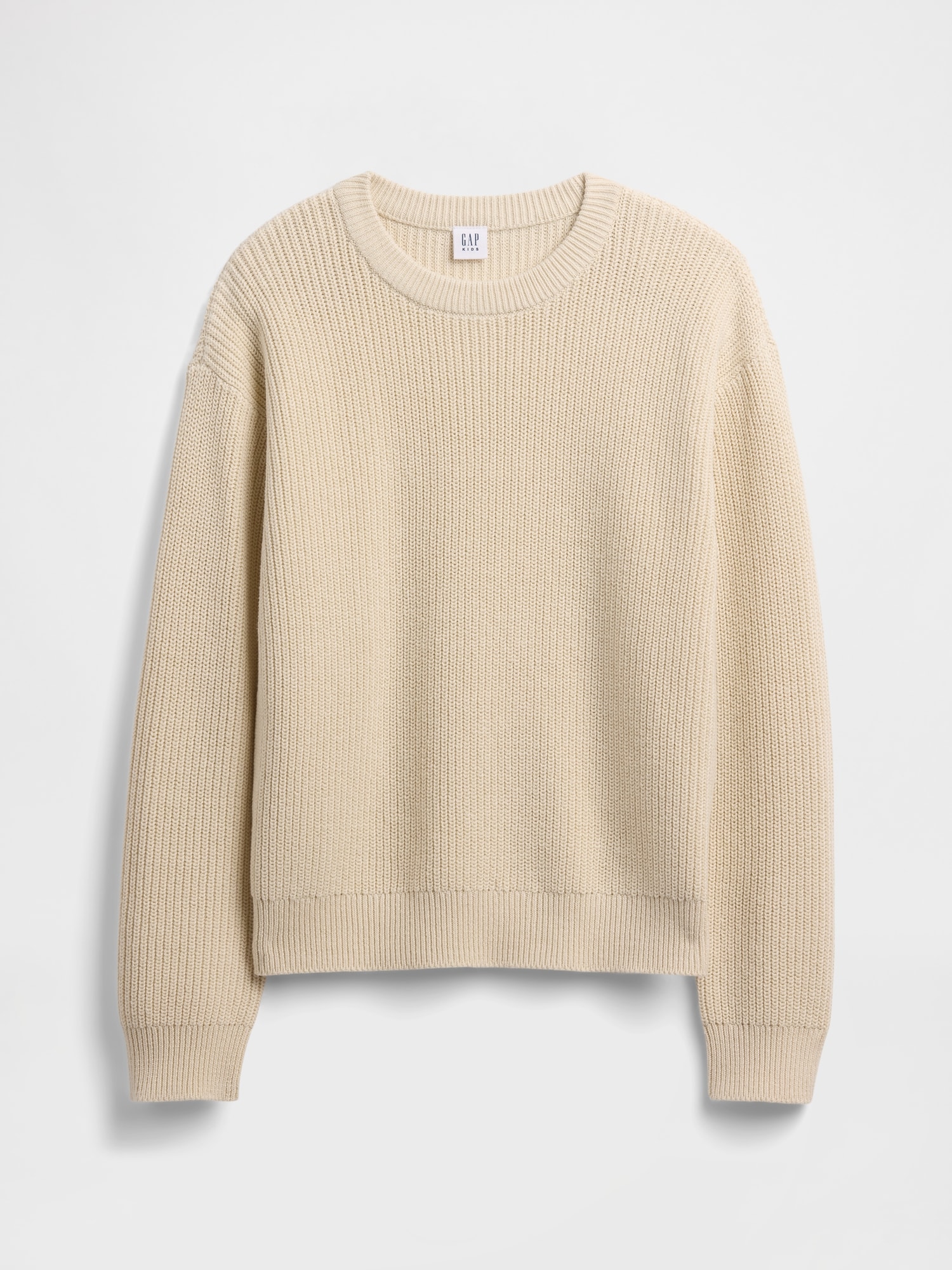 Kids Relaxed Shaker-Stitch Crewneck Sweater