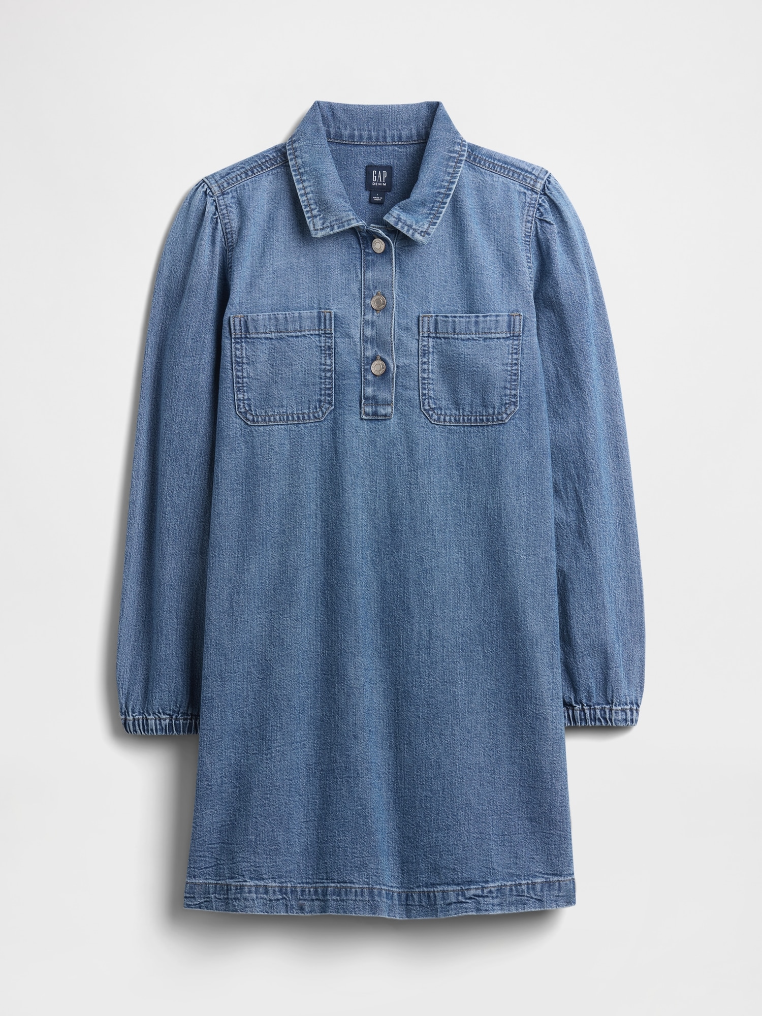 Kids Puff Sleeve Denim Dress