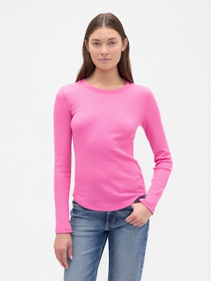 ワッフルニット クルーネックTシャツ