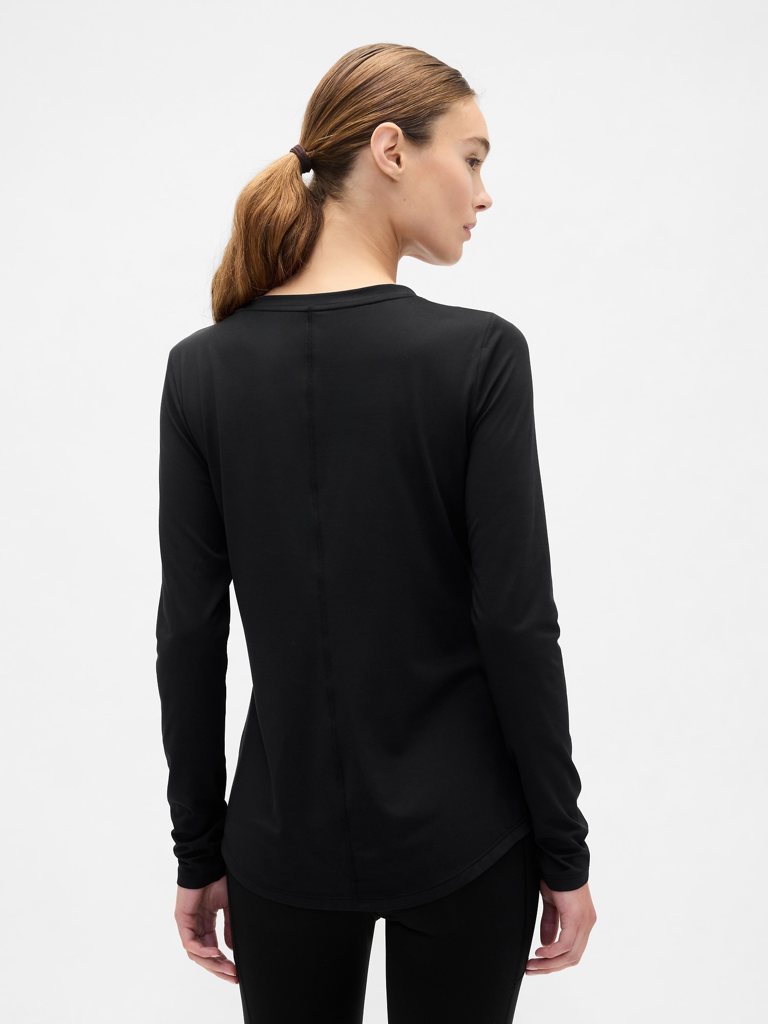 GapFit ブラッシュド ジャージー ラウンドヘム Tシャツ-1