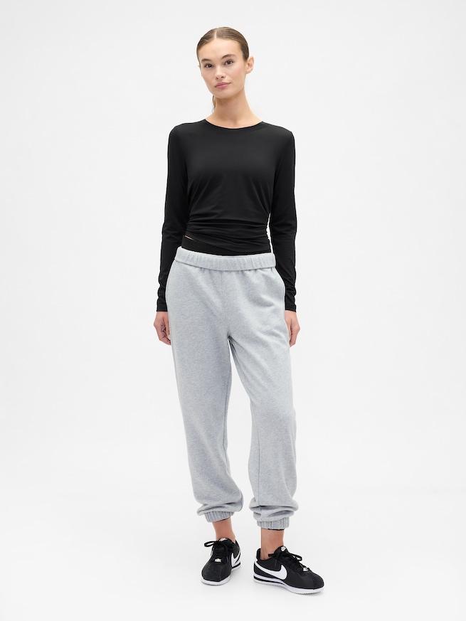 GapFit ブラッシュド ジャージー ラウンドヘム Tシャツ-2