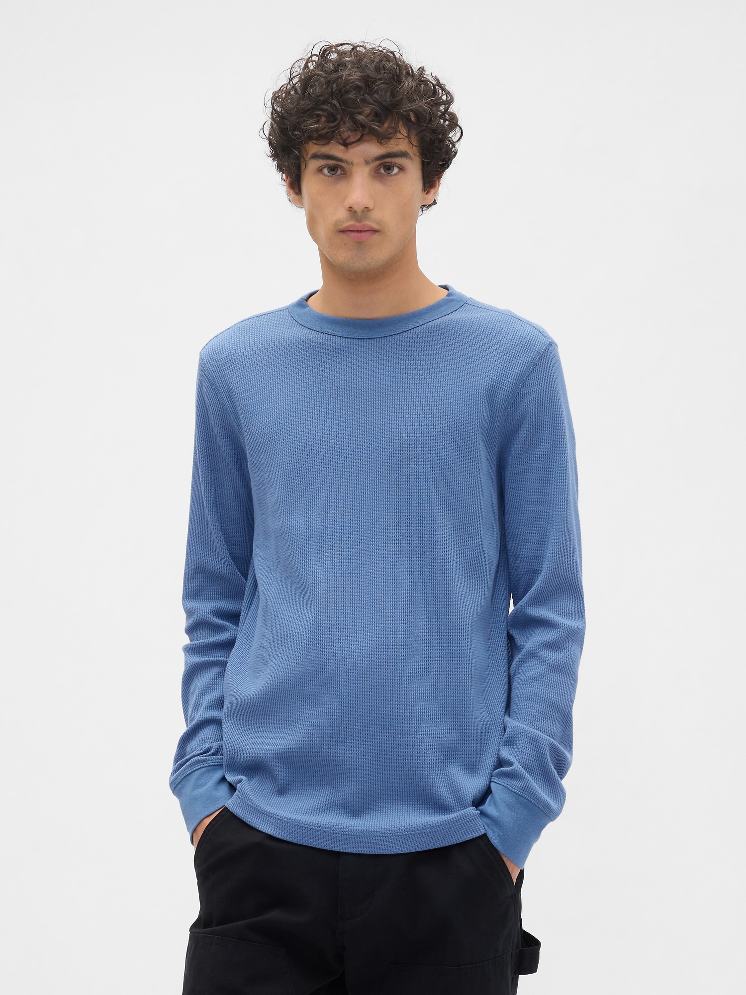 Waffle-Knit Crewneck T-Shirt