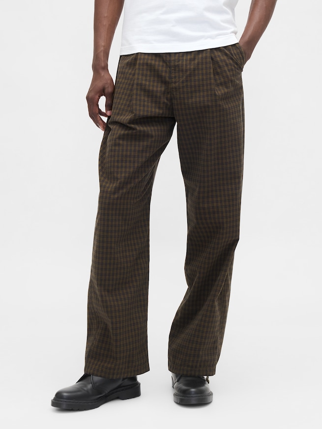 プレイド タック入りパンツ-1