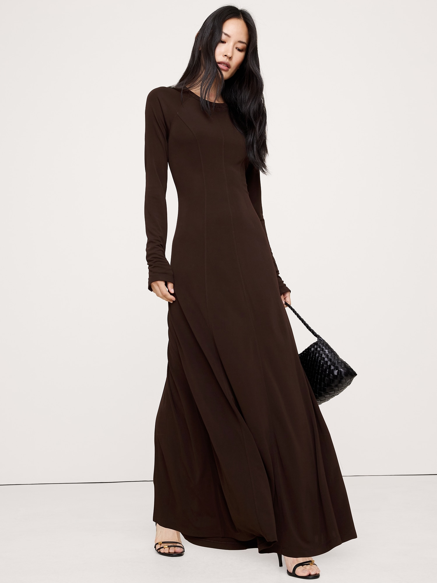 Paneled Knit Maxi Dress