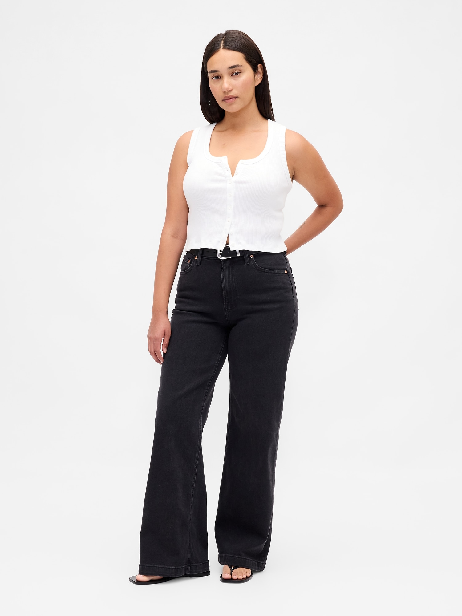 Curvy High Rise Stride Wide-Leg Jeans
