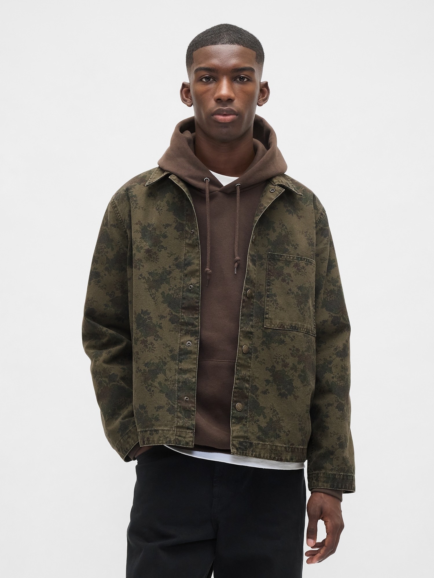 Floral Canvas Denim Overshirt