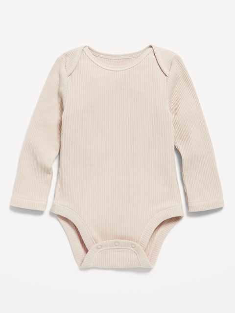 Unisex Long-Sleeve Ribbed Bodysuit for Baby