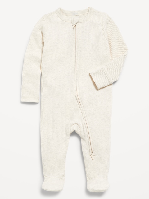 Ribbed 2-Way-Zip Sleep & Play Footed One-Piece for Baby