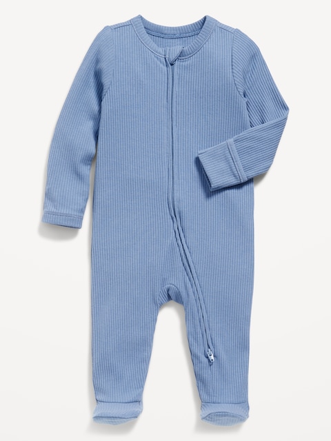Ribbed 2-Way-Zip Sleep & Play Footed One-Piece for Baby