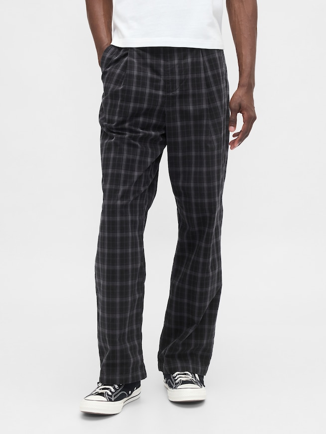 プレイド タック入りパンツ-1