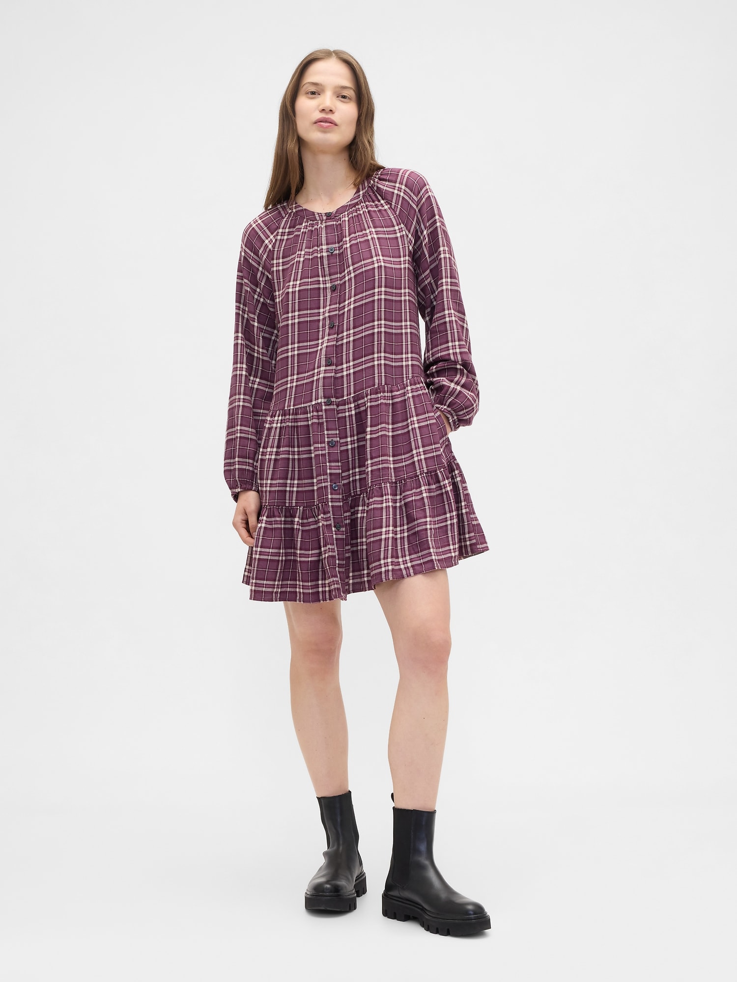 Relaxed Flannel Shirtdress