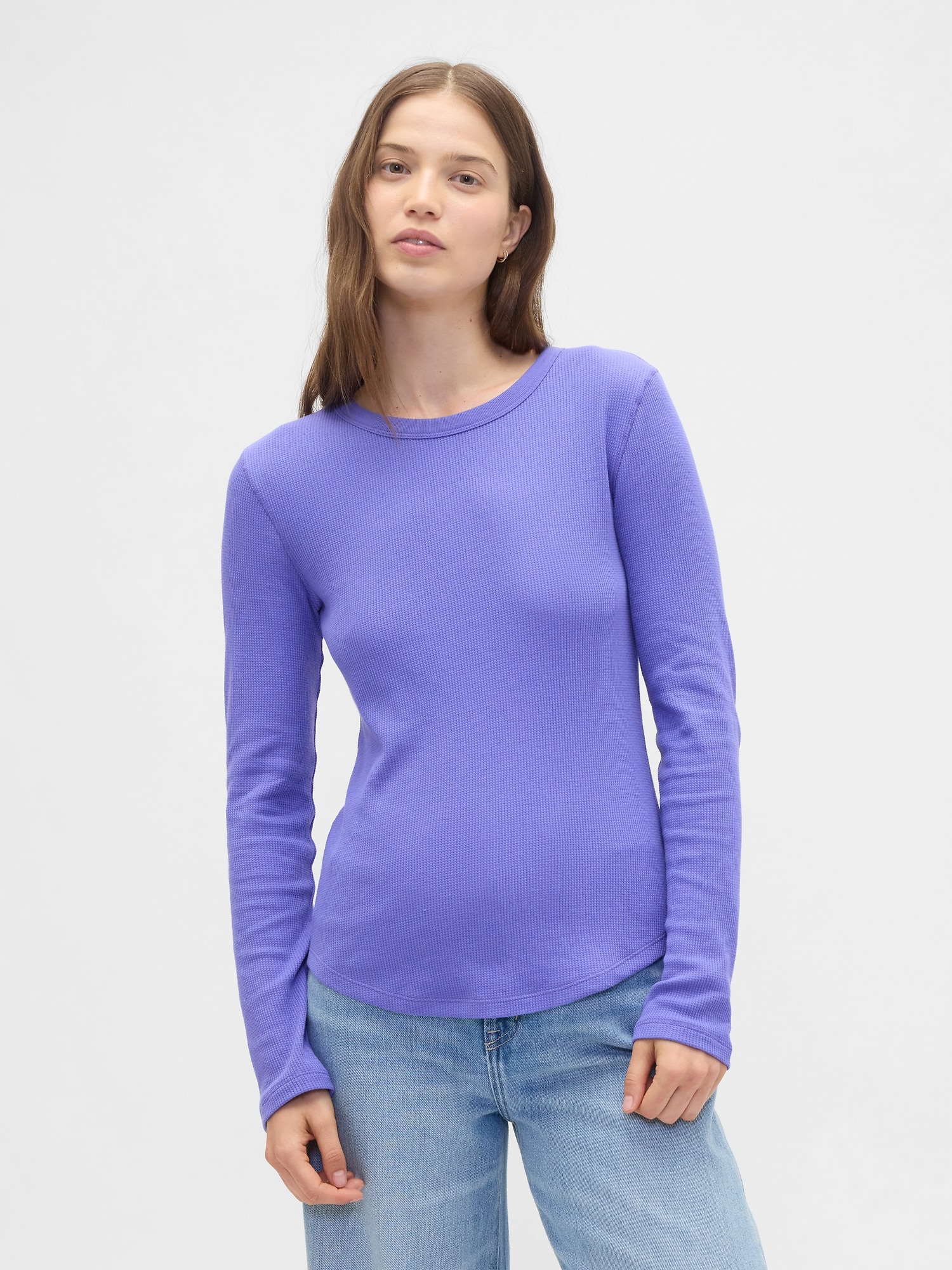 Waffle-Knit Crewneck T-Shirt