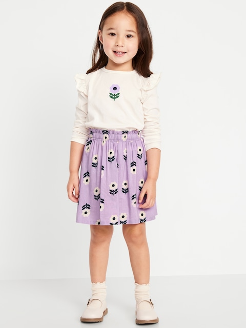 Long-Sleeve Ruffle T-Shirt and Skirt Set for Toddler Girls