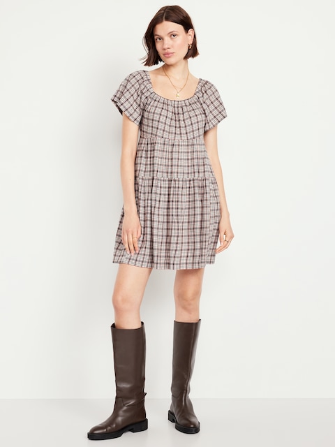 Tiered Mini Swing Dress