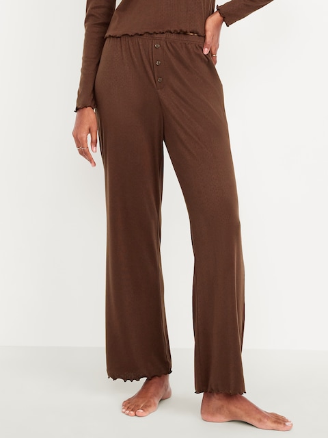 High-Waisted Cozy Rib Pajama Pants