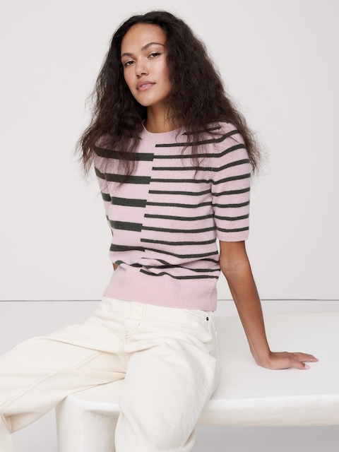 Lightweight Cashmere Short-Sleeve Sweater