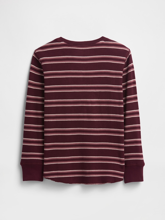 ストライプ ワッフルニットTシャツ (キッズ)-1