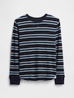 ストライプ ワッフルニットTシャツ (キッズ)-0
