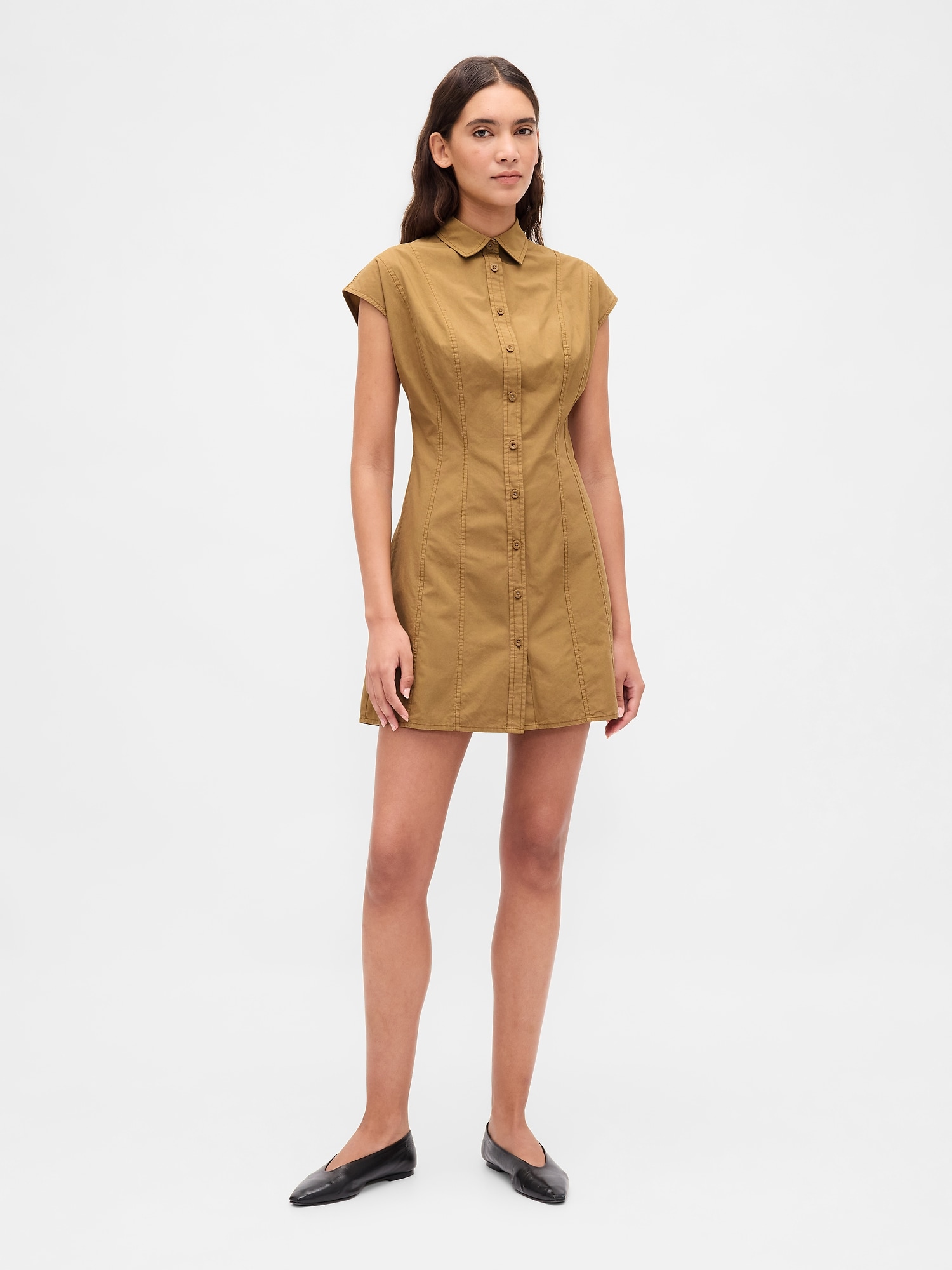 Poplin Seamed Shirtdress