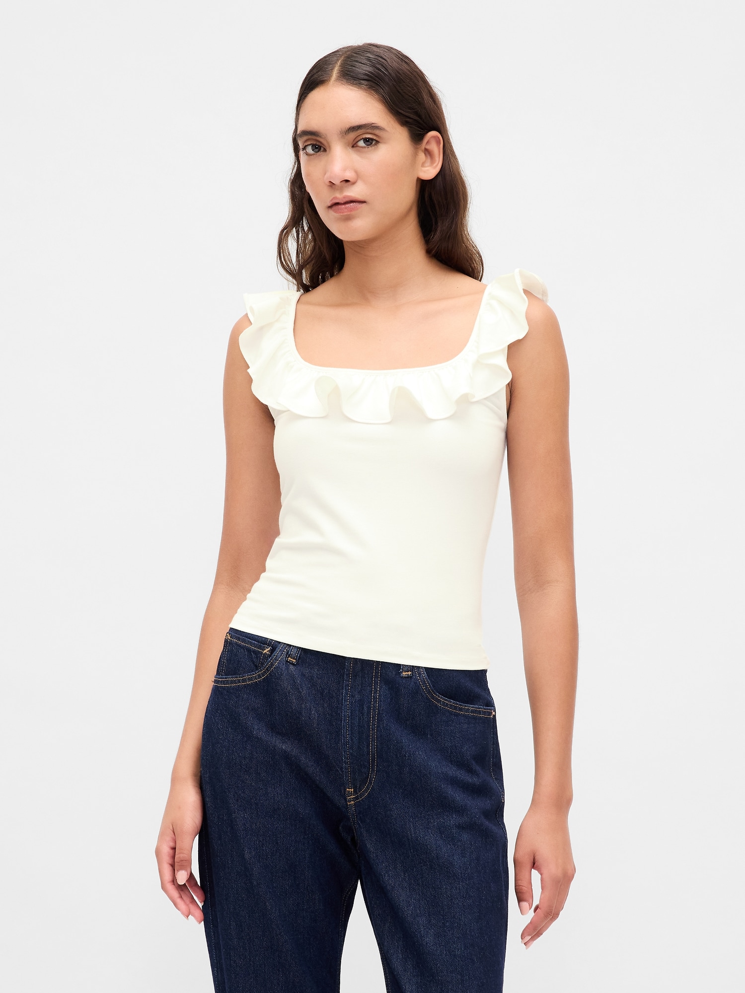 Modern Ruffle Crop Tank Top