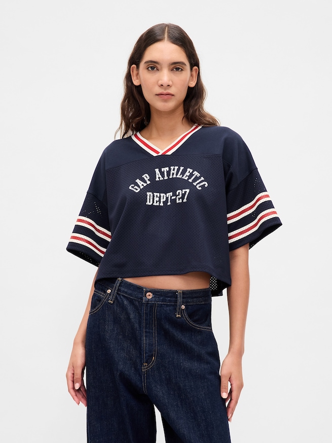 オーガニックコットン クロップド ジャージーTシャツ-0