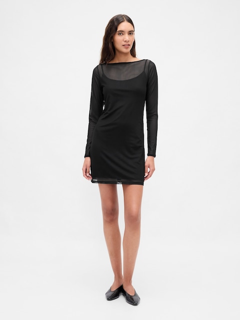 ROBE COURTE À COL BATEAU À MAILLES