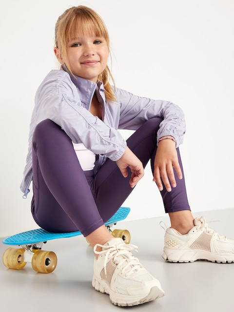 High-Waisted PowerSoft 7/8-Length Side-Pocket Leggings for Girls