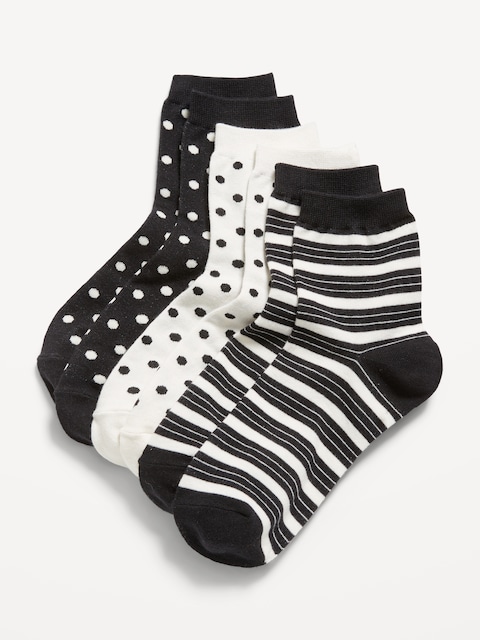 Novelty Quarter Crew Socks 3-Pack for Women