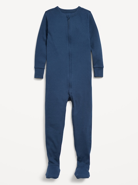 Snug-Fit 2-Way-Zip Ribbed Pajama One-Piece for Toddler & Baby