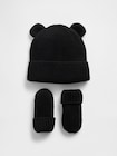 CashSoft カシミヤタッチ くまさん ビーニー＆ミトンセット (幼児・ベビー)-0