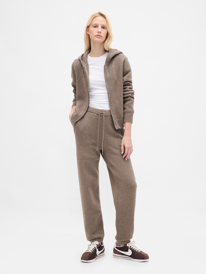 CashSoft カシミヤタッチ ジップアップ ニットパーカー-1